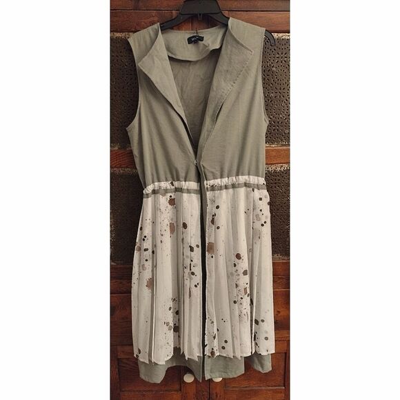 MAAC London "Tibi" Open Snap-Front Cardigan Vest, White/Green, Size Smal… - Picture 4 of 10